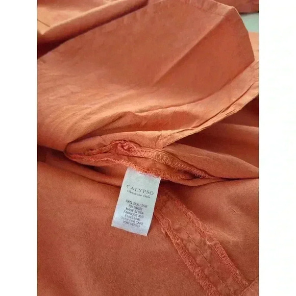 Calypso Christiane Celle‎ Women's 100% Silk Tunic Dress Orange Size XSMALL - Picture 5 of 7